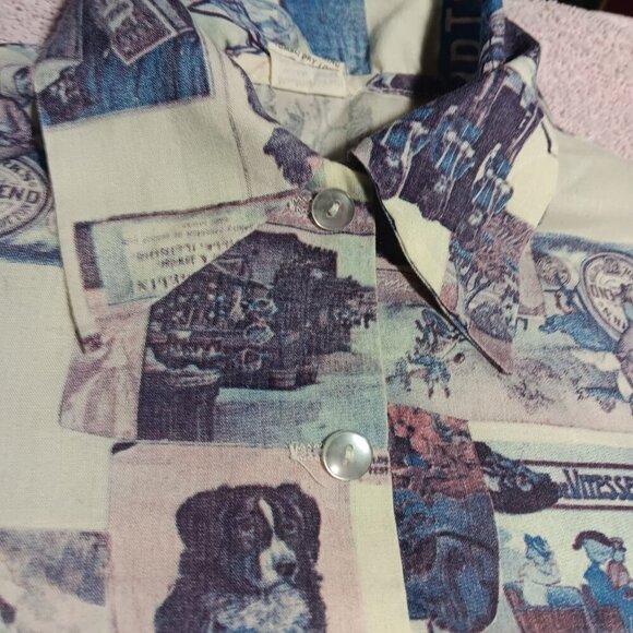 sz 8-10 True Vtg 70s Girls Collared Boho Hippy Photo graphic 20s theme SHIRT - Picture 2 of 8